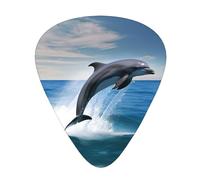 Jumping Up Dolphins Printed Guitar Picks 12 Pcs With Organizer Storage Box,Thin,Medium,Heavy Guitar Picks,For Acoustic Guitar Bass
