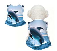 Jumping up dolphins S Pet Apparel for Small Dogs-Cute Summer Outfit for Puppy, Soft Breathable Pet Clothes for Cat
