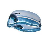 Jumping up dolphins Sports Headbands for Men,Moisture Wicking RRXNBCGG Workout Headband, Sweatband Headbands for Running,Cycling,Football,Hairband for Women and Men