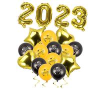 JUMPLAWN 1 Set Graduation Balloons Decorative Aluminum Foil Party Balloons for Classroom and Event Decorations Includes Black Gold Star Gold Heart for Indoor Outdoor Celebrations