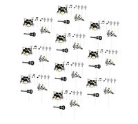 JUMPLAWN 10 Sets Black Music Theme Cupcake Toppers with Guitar and Rock Roll Notes for Birthday Party Decorations Stylish and Detailed Cake Picks for Music Fans Celebration
