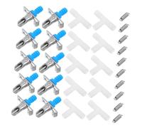 JUMPLAWN 10 Sets Metal Rabbit Waterer with White Three-way Connector Bunny Drinking Tool for Hutch and Cage Automated Water Dispenser for Small Animals
