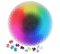 JUMPLAWN 1000piece Rainbow Puzzle Jigsaw for Adults Circle Design Gradient Hard Puzzle Unique Changing Safe Paper Material for Relaxation