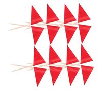 JUMPLAWN 100pcs Red Triangle Toothpick Flags with Sticks Food Safe Mini Cake Picks for Appetizers Cupcakes Cheese Fruit Party Decorations