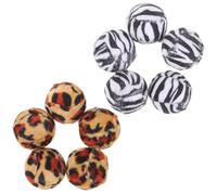 JUMPLAWN 10pcs Cat Balls for Indoor Cats Leopard Print round Interactive Balls with Knitting Cotton and Pp Material Exercise to Change Bad Biting Behavior for Pet Health Random Color