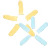 JUMPLAWN 10pcs Dog Finger Toothbrush for Large Dogs, Soft Silicone Pet Toothbrush Set with Yellow and Sky Blue Sleeves, Suitable for Dental Cleaning and Oral Care
