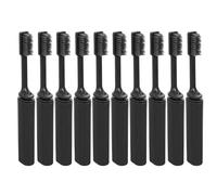 JUMPLAWN 10pcs Travel-Friendly Portable Toothbrush with Dustproof Folding Mechanism and Soft Bristles, Black Mini Toothbrush with Case for Business Trips and School Use