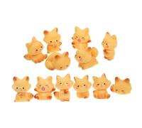 JUMPLAWN 12pcs Fox Resin Figurines with Intricate Details Tiny Animal Ornaments for Fairy Garden Decor Wedding Table Centerpieces Shower Favors Realistic Handcrafted Fox Figures