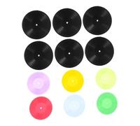 JUMPLAWN 12pcs Miniature Vinyl Records Realistic Dollhouse Decoration Tiny Simulated Black and Transparent Mini Records for DIY Mini House Decor Landscaping and Desktop Display
