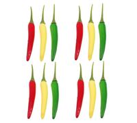 JUMPLAWN 12pcs Realistic Simulation Chili Pepper Ornaments Faux Vegetable Props for Kitchen Decor Teaching Tools and Photo Enhancements Diverse Varieties Including Red Green and Yellow