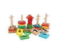 JUMPLAWN 1Set Wooden Shape Blocks Geometric Cognitive Learning for Enhances Logical Thinking and Creativity for Parent Interactive Play and Smooth Structure