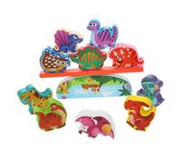 JUMPLAWN 1Set Wooden Stacking Dinosaur Balance Game for Educational Stacking Blocks Safe and Wooden Construction Animal Design for Cognitive Skills Development