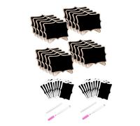 JUMPLAWN 2 Sets Mini Wood Chalkboards with Stand, Small Wooden Message Writing Boards for Wedding Celebration and Table Decoration, Double-Sided Blackboards for Party and Event Use