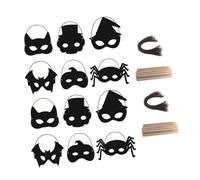JUMPLAWN 28Pcs Halloween Craft Mask DIY Rainbow Scratch Paper Masks for Creative Art Party Supplies for Halloween Thanksgiving Birthday Gifts