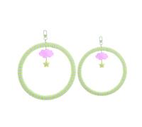 JUMPLAWN 2Pcs Bird Swing Perch with Climbing Durable Hanging Cage Accessories for Parrots Parakeets Cockatiels Conures Easy Setup Promotes Health