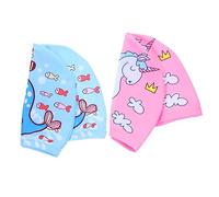 JUMPLAWN 2pcs Cartoon Swim Caps for Soft and Comfortable Ear Protection Cute Whale Unicorn Design Easy to Wear for Boys for Pool and Beach Activities