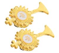 JUMPLAWN 2pcs Cross-Shaped Brooch Pins Elegant Style Metal Pins for Faith-Based Festivities and Baptism Apparel
