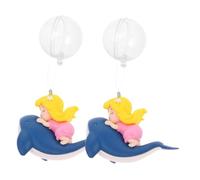 JUMPLAWN 2pcs Cute Floating Whale Girl Aquarium Decorations Diver Fish Tank Ornaments Charming Bubbler Accessories for Unique Aquatic Landscapes
