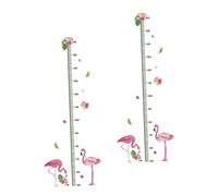 JUMPLAWN 2pcs Flamingo Growth Chart Wall Sticker for Kids Height Measurement Decal Self-Adhesive Art Decor for Nursery Bedroom Wall