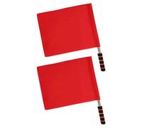 JUMPLAWN 2Pcs Handheld Referee Signal Flags with Stainless Steel Handle Red Soccer Match Flags for Sports Equipment and Racing Conducting Traffic and Commanding Referee