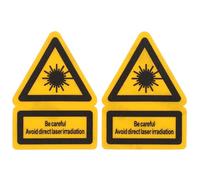 JUMPLAWN 2pcs Laser Warning Sign Security Sticker Adhesive Pvc Yellow Label Enhance Safety Awareness for Laboratory and Industry Use