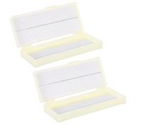 JUMPLAWN 2pcs Microscope Slide Storage Box with Slots Multi-compartment Holder for Prepared Specimens Secure Slide Shelf Container for Laboratory Use