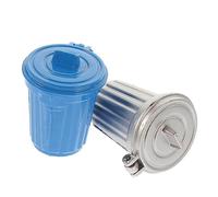 JUMPLAWN 2Pcs Miniature Trash Can Tiny House Garbage Pail Accessories for Dollhouses Table Decor and Photo Props