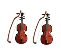 JUMPLAWN 2pcs Miniature Violin Models Realistic Decor Props for Dollhouses Creative Musical Instrument Ornaments for Boy Girl Music Appreciation and Home Office Decoration