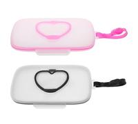 JUMPLAWN 2pcs On-The-Go Baby Wipes Dispenser - Heart Shaped Reusable Wet Wipe Pouch with Strap - Portable Diaper Bag Accessory for Travel Baby Shower Essentials
