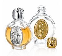 JUMPLAWN 2pcs Portable Holy Water Bottle Glass Container with Delicate Embossed Pattern, Sealed Refillable Decorative Bottle for Home and Holidays