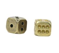 JUMPLAWN 2Pcs Pure Brass Dice Solid Copper Club Dice for Math Games and Party Fun Assorted style Vintage Finish