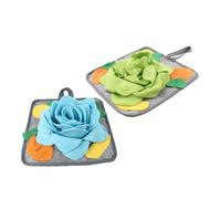 JUMPLAWN 2Pcs Rabbit Snuffle Mat Slow Feeding Cushion for Pets Interactive to Anxiety and Stimulate Foraging Instinct Hanging Design for Easy Fixing Green Blue