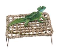 JUMPLAWN 2Pcs Reptile Hammock Natural Grass Bearded Dragon Bed Lizard Climbing Lounger Removable Washable Mat Cool Breathable Surface for Reptile Comfort