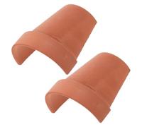 JUMPLAWN 2pcs Reptile Hide Pottery Clay Shelter Random Holes Brown Safe for Reptiles and Aquatic Animals Indoor Turtle Habitat Decoration Random Style