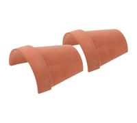 JUMPLAWN 2pcs Reptile Hideout Cave for Turtle and Frog Pets Made of Orange Pottery Clay Comfortable Rest Area Aquarium Decoration and Fish Tank Shelter