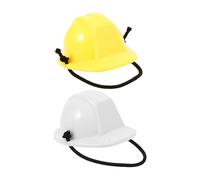 JUMPLAWN 2Pcs Reptile Pet Hard Hats with Safety Lanyard Small Lizard and Chameleon Mini Helmets for Crawl Pets Yellow and White Cute Ornament for Reptile Apparel and Decoration