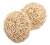 JUMPLAWN 2pcs Sisal Bath Scrubber Balls for Body Scrub Revitalizing Exfoliating Scrub with Reinforced Edges to Prevent Unraveling, Khaki Bathroom Cleaning Accessory for Wash the Body