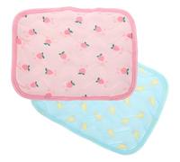 JUMPLAWN 2pcs Small Animal Cooling Mat for Summer Rabbit and Hamster, Xs Breathable Self-cooling Pet Sleeping Pads Pink Cherry and Blue Banana Patterns