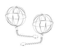 JUMPLAWN 2pcs Stainless Steel Hanging Chicken Feeder Balls with Electroplated Surface, Poultry Vegetable Treat Holder for Hanging Feeding in Chicken Coop