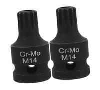 JUMPLAWN 2pcs Triple Square Spline Socket Impact Bits Low Profile Remover for Brake Caliper Screw Removal Stubby Impact Driver Tool for Car Maintenance and Automotive Repair