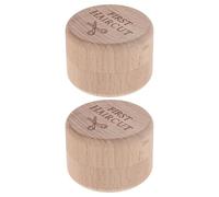 JUMPLAWN 2pcs Wooden Hair Keepsake Box with Secure Closure, Beige Newborn Curl Storage Case for Home Memory Collection, Shower Gift and Hair Preserve Case