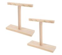 JUMPLAWN 2pcs Wooden Nail Art Display Holder T-bar and Hooks Multi-purpose Press on Nails Sample Board Widened Antislip Bottom Sleek Platform Salon Desk