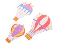JUMPLAWN 3 Pcs Hot Air Balloon Wall Art Wooden Plaques with Versatile Installation and Lightweight Design, Minimalist Scandinavian Style for Class Hanging Decoration and Back to School