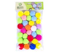 JUMPLAWN 30 Pcs Assorted Colour Plush Cat Ball Toy for Kittens, Fluffy Pom Poms with Elastic and Lightweight Design, for Pet Playing to Stimulate Cat's Instinct Random Color