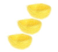 JUMPLAWN 3Pcs Artificial Bird Nests Easter Mini Colored Thread Egg Nests Decorative Yellow Faux for Candies and Eggs