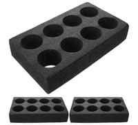 JUMPLAWN 3pcs Black 8-hole Foam Drink Carrier Tray Takeout Cup Holder for Coffee Tea Soft Drinks Commercial Use Portable Beverage Packing Accessory