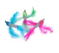 JUMPLAWN 3Pcs Cat Teasing Wand Replacement Heads Plush Fish Design Interactive Kitten for Exercise and Play Flexible and Portable Teaser for Indoor Cats