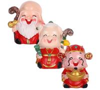 JUMPLAWN 3Pcs Chinese Birthday Cake Decorations Miniature Elders Figurines Set for Valentine’S Day and Birthday Cake Toppers Fu Lu Shou Gods Ornaments