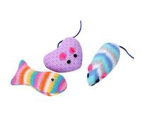 JUMPLAWN 3Pcs Colorful Interactive Cat Funny Mouse Fish Teaser for Indoor Cats Engaging Playtime Supplies Random Styles to Stimulate Your Feline Friend