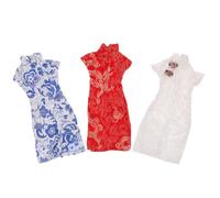 JUMPLAWN 3pcs Doll Cheongsam Dress Lightweight Wear-resistant Chinese Style Clothing for Dolls Lovely Clothes for Charming Pretend Play